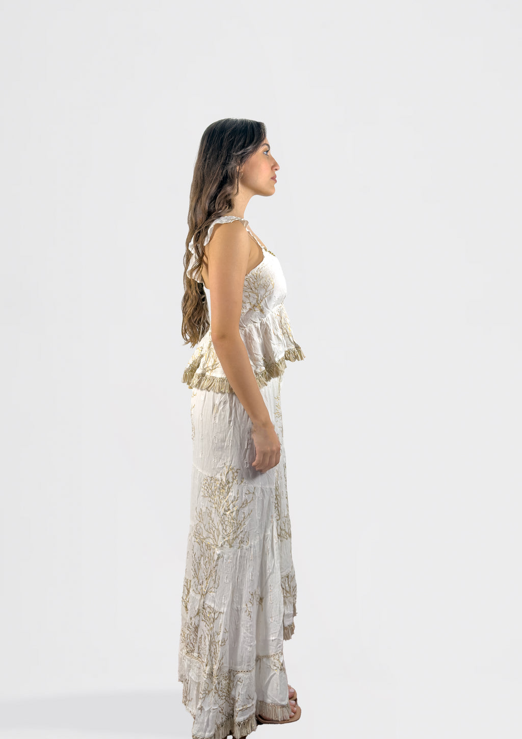 Ivory Textured Set with Fringe Detail