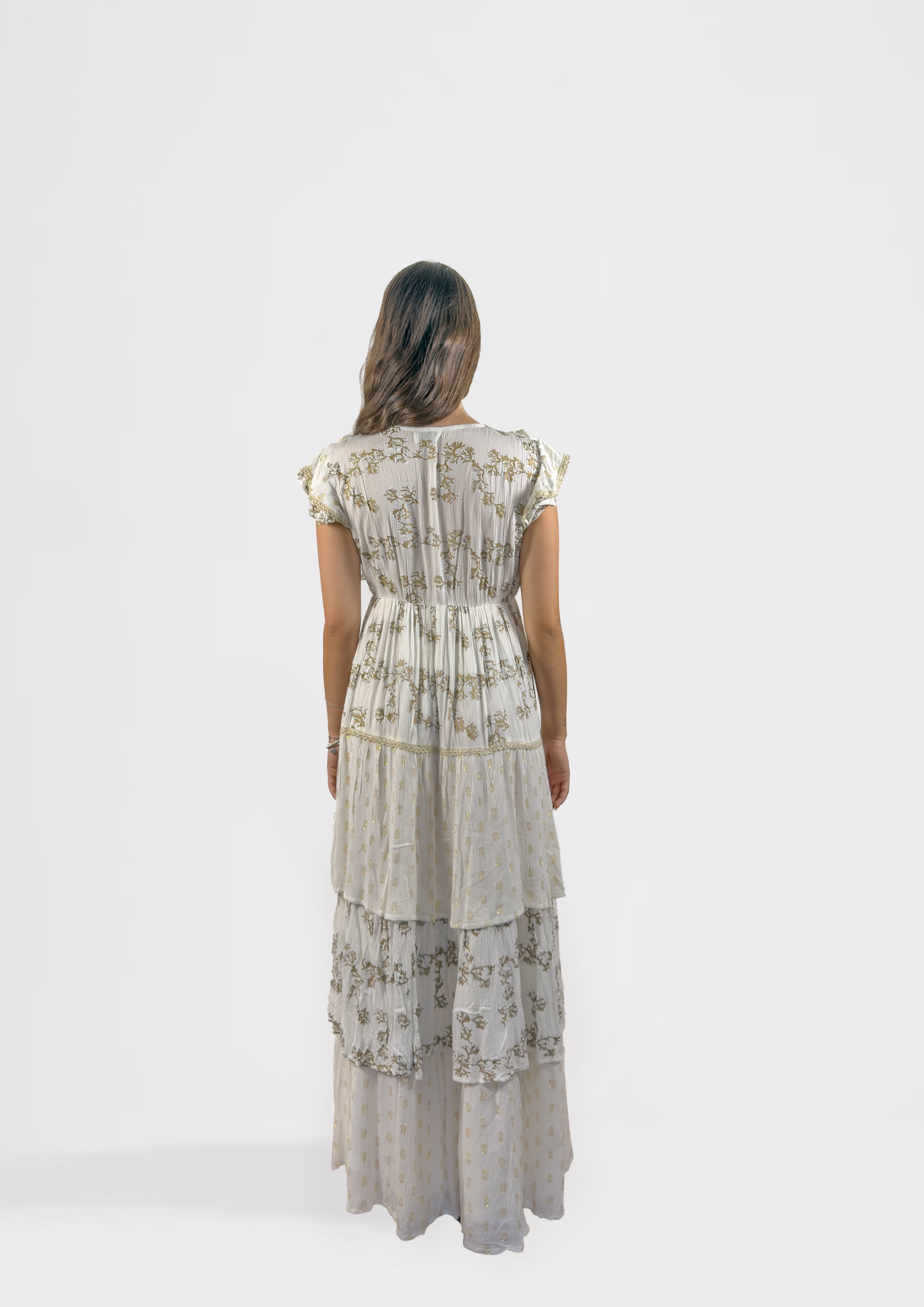 Maxi Dress with Gilded Coral Design