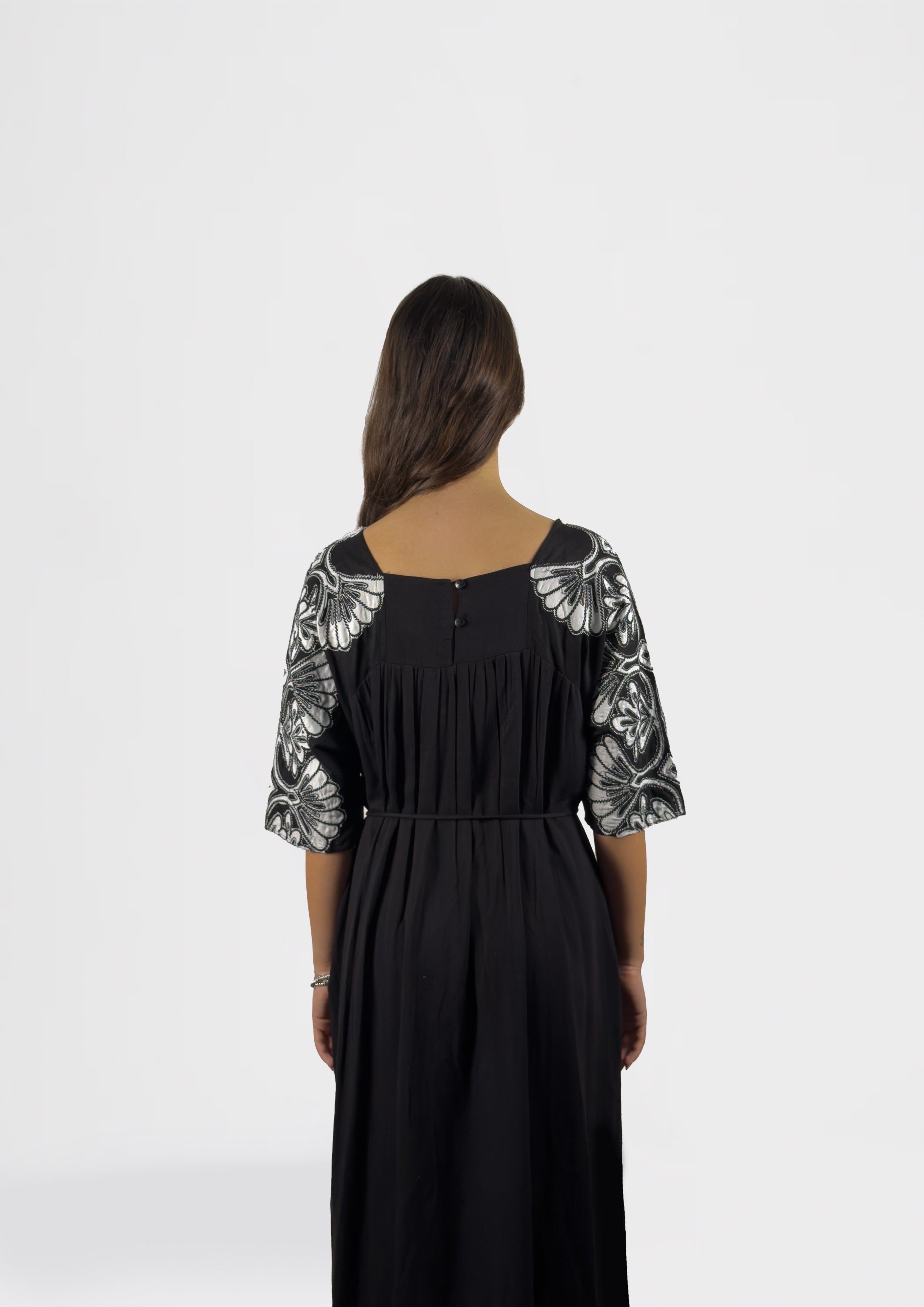 Abito ricamato Noir Bloom
